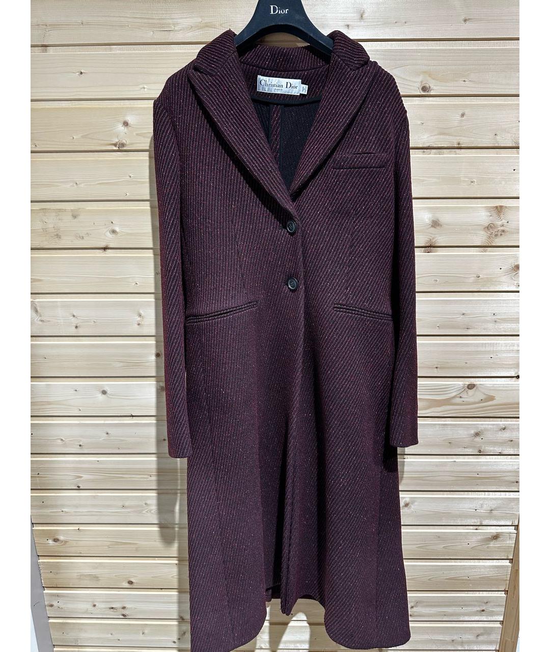 CHRISTIAN DIOR Бордовое шерстяное пальто, фото 5