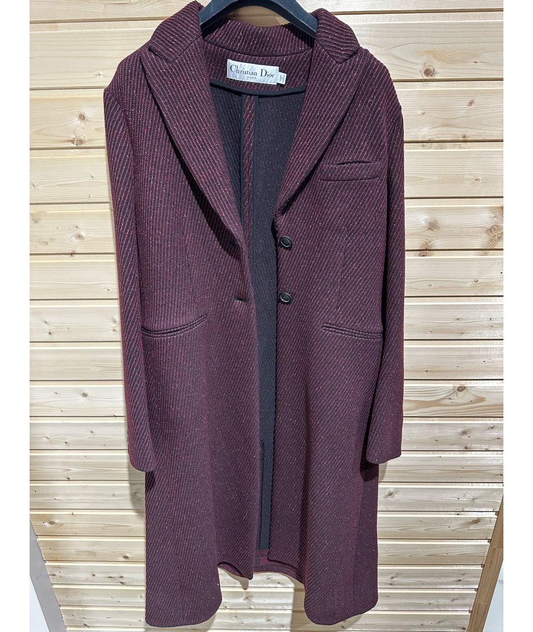 CHRISTIAN DIOR Бордовое шерстяное пальто, фото 3