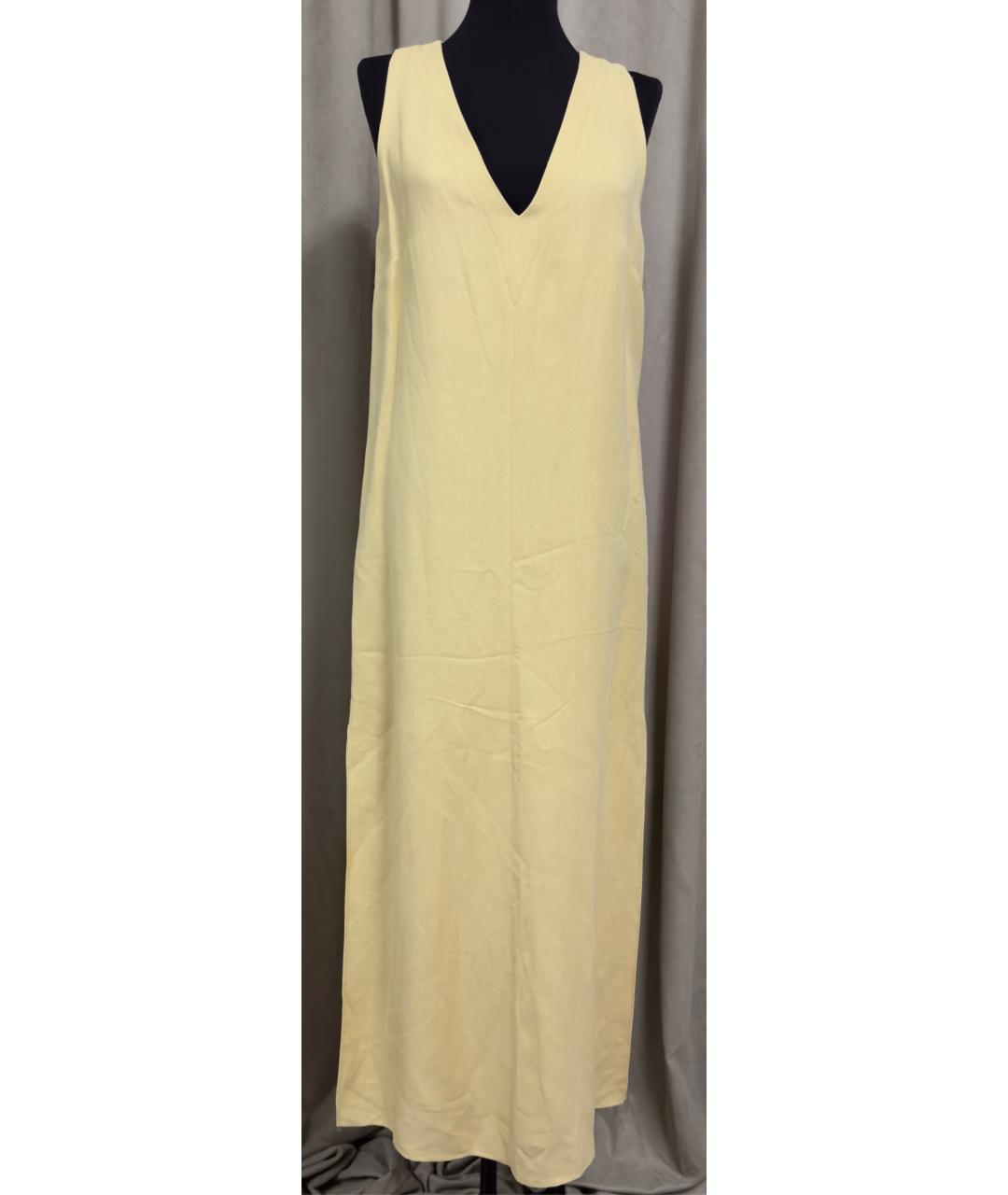 BRUNELLO CUCINELLI Бежевое вискозное повседневное платье, фото 7