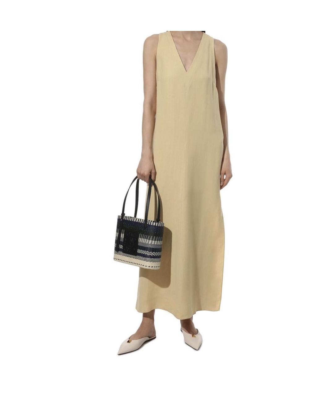 BRUNELLO CUCINELLI Бежевое вискозное повседневное платье, фото 6