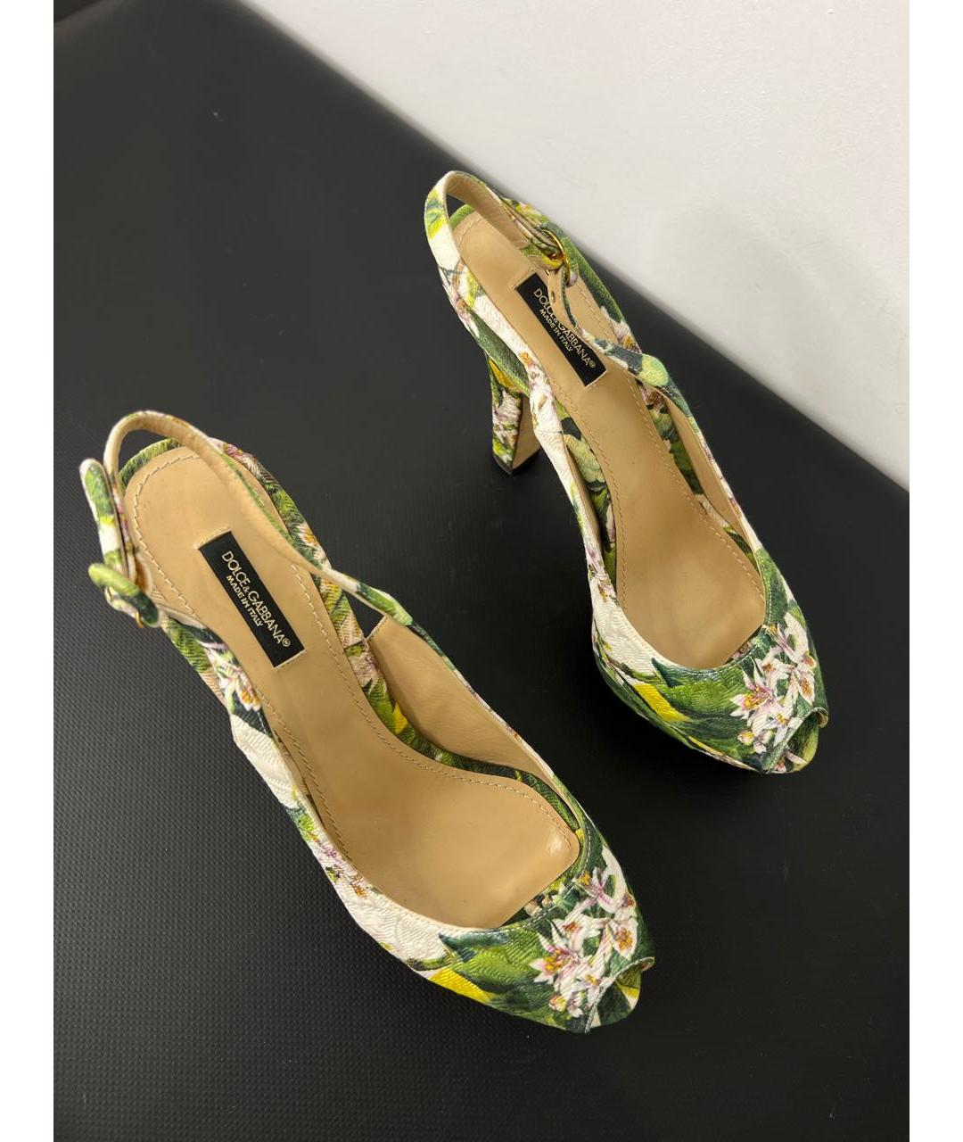 DOLCE&GABBANA Зеленые текстильные босоножки, фото 4