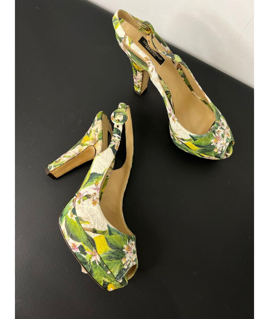 DOLCE&GABBANA Зеленые текстильные босоножки, фото 2