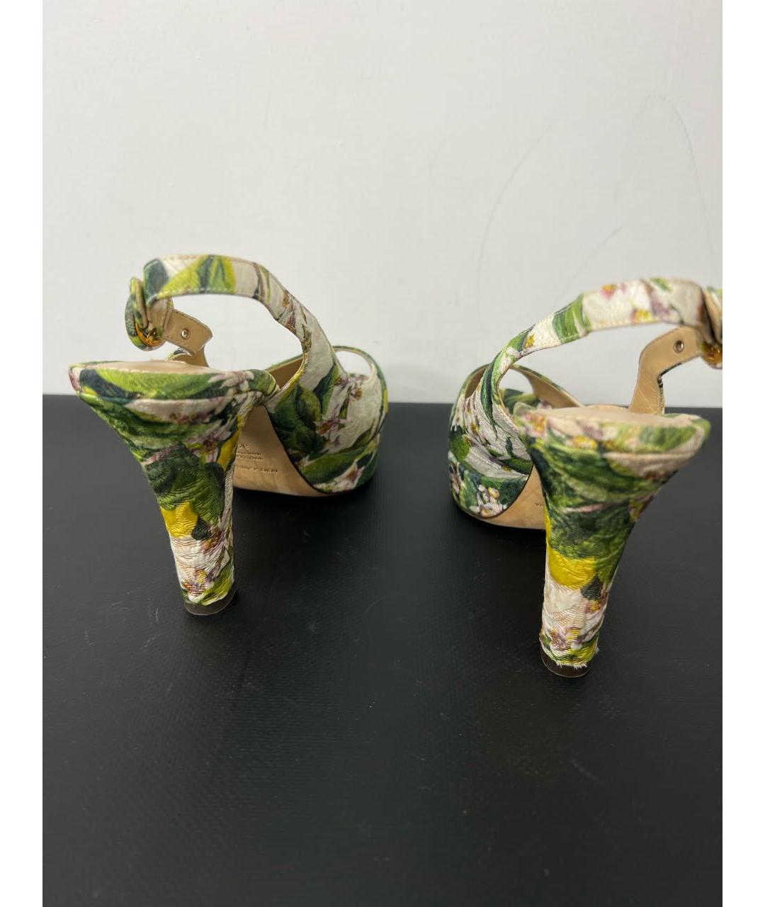 DOLCE&GABBANA Зеленые текстильные босоножки, фото 5