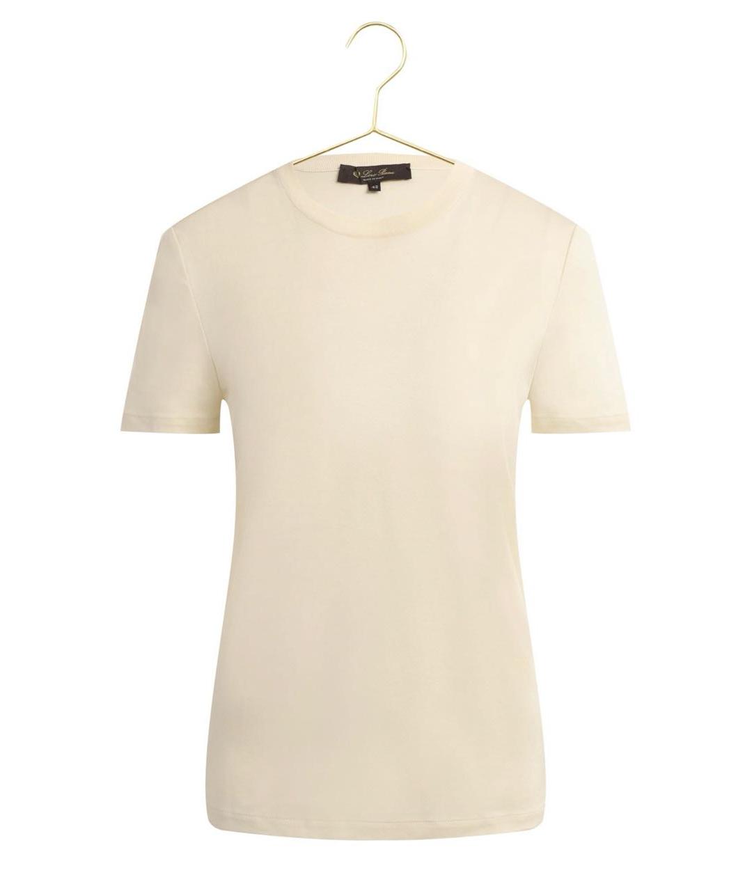LORO PIANA Бежевая хлопковая футболка, фото 4