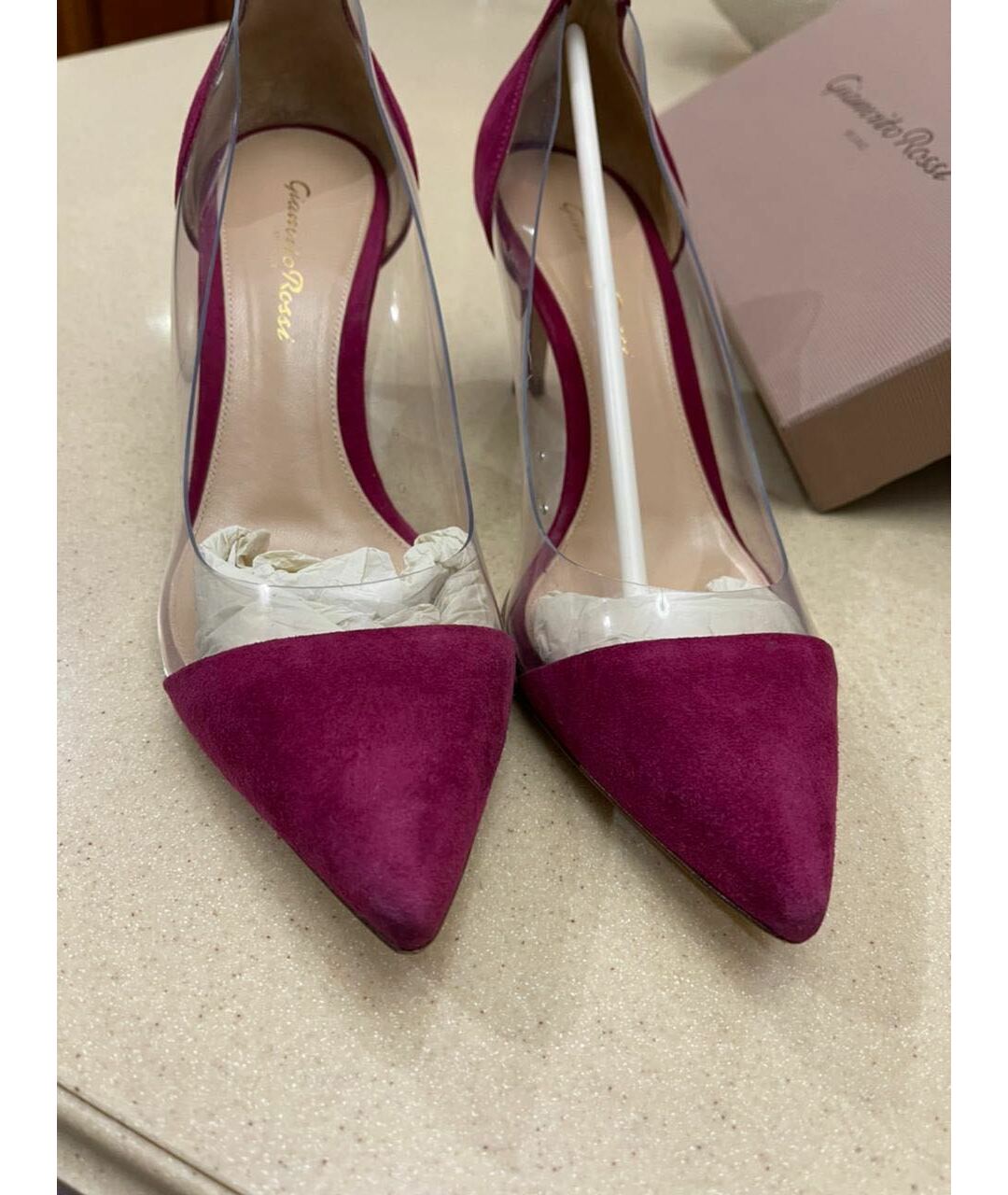 GIANVITO ROSSI Фиолетовые замшевые туфли, фото 8