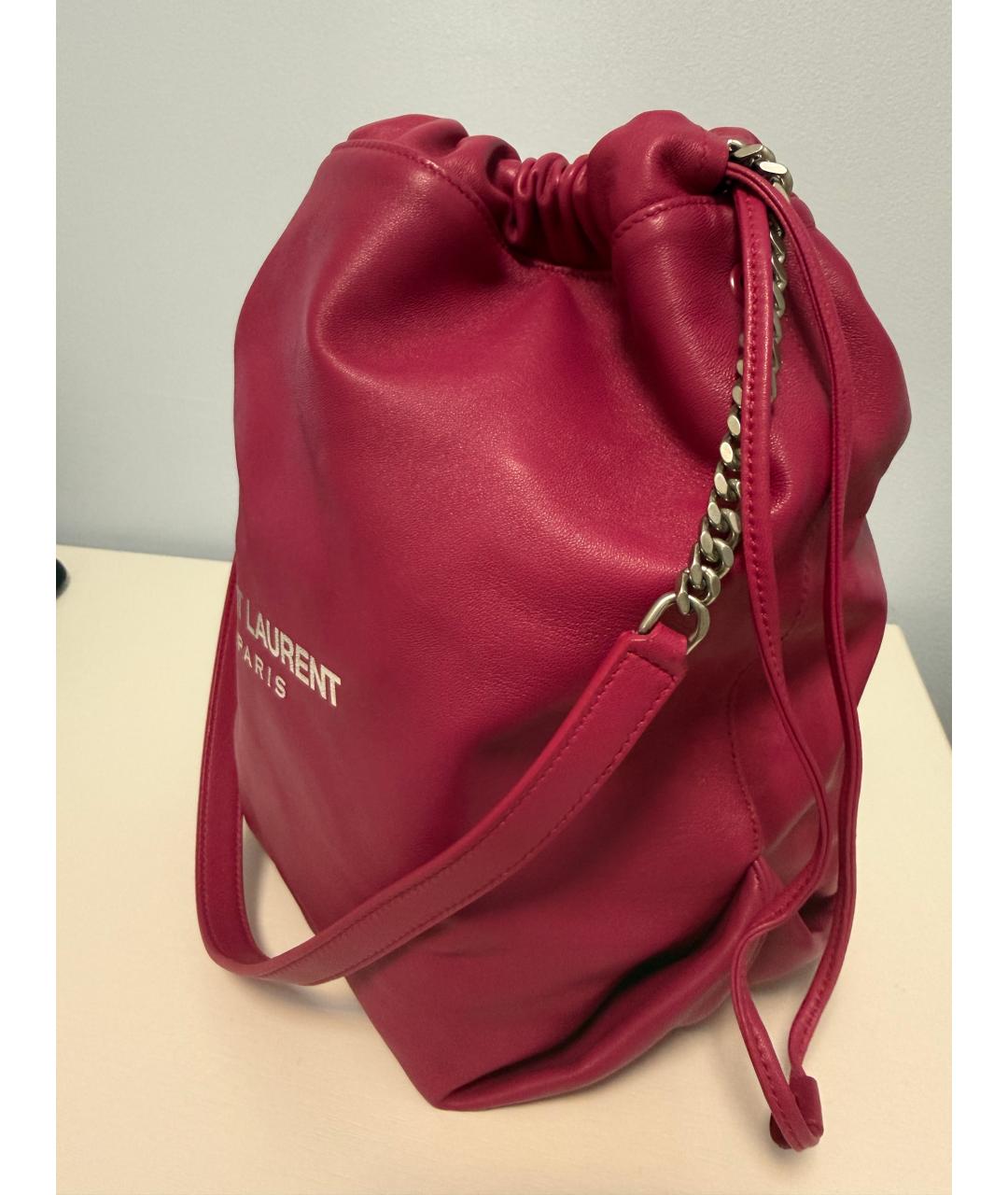 SAINT LAURENT Фуксия кожаная сумка через плечо, фото 2