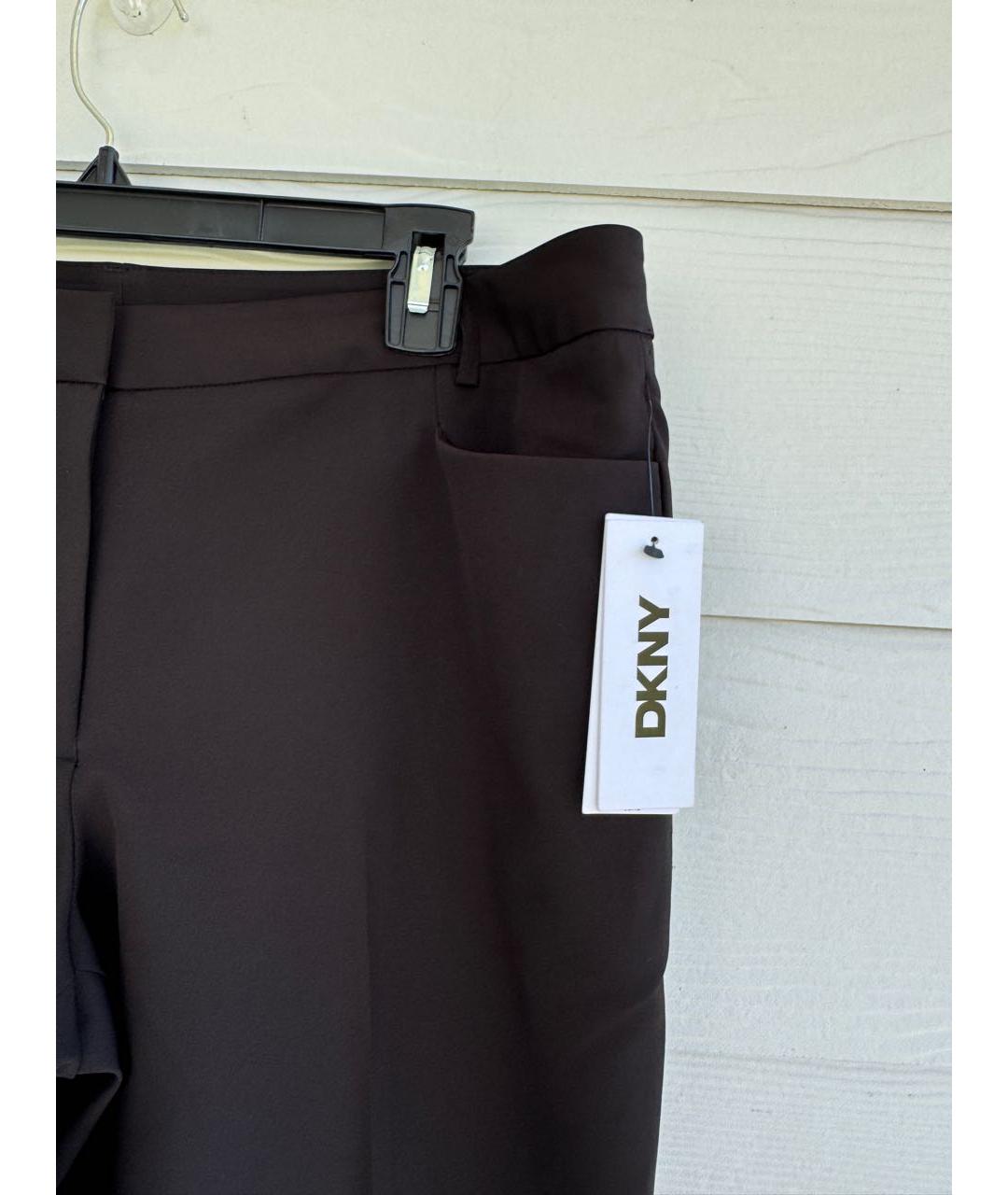 DKNY Черные полиэстеровые прямые брюки, фото 4