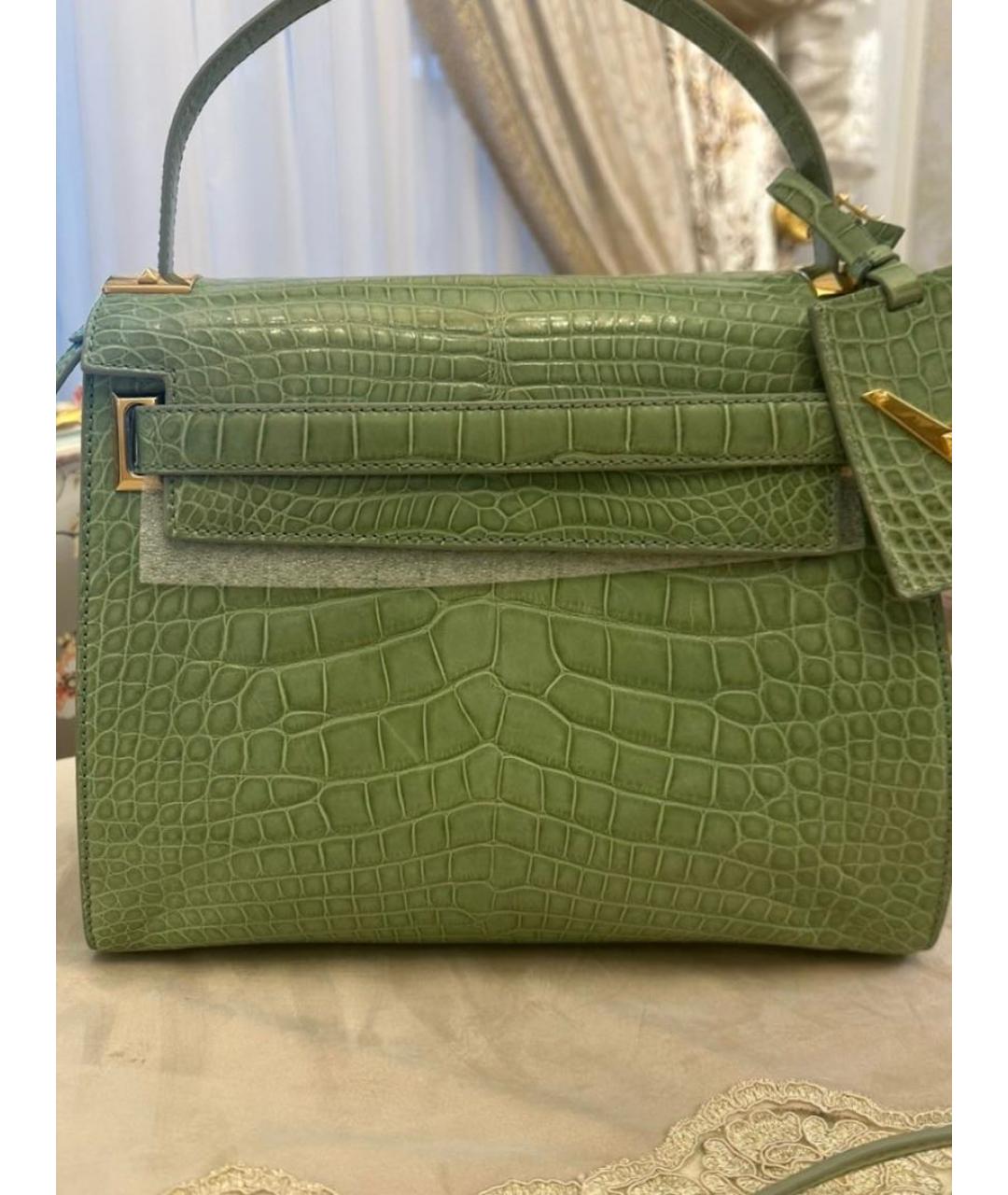 VALENTINO Салатовая сумка с короткими ручками из экзотической кожи, фото 2