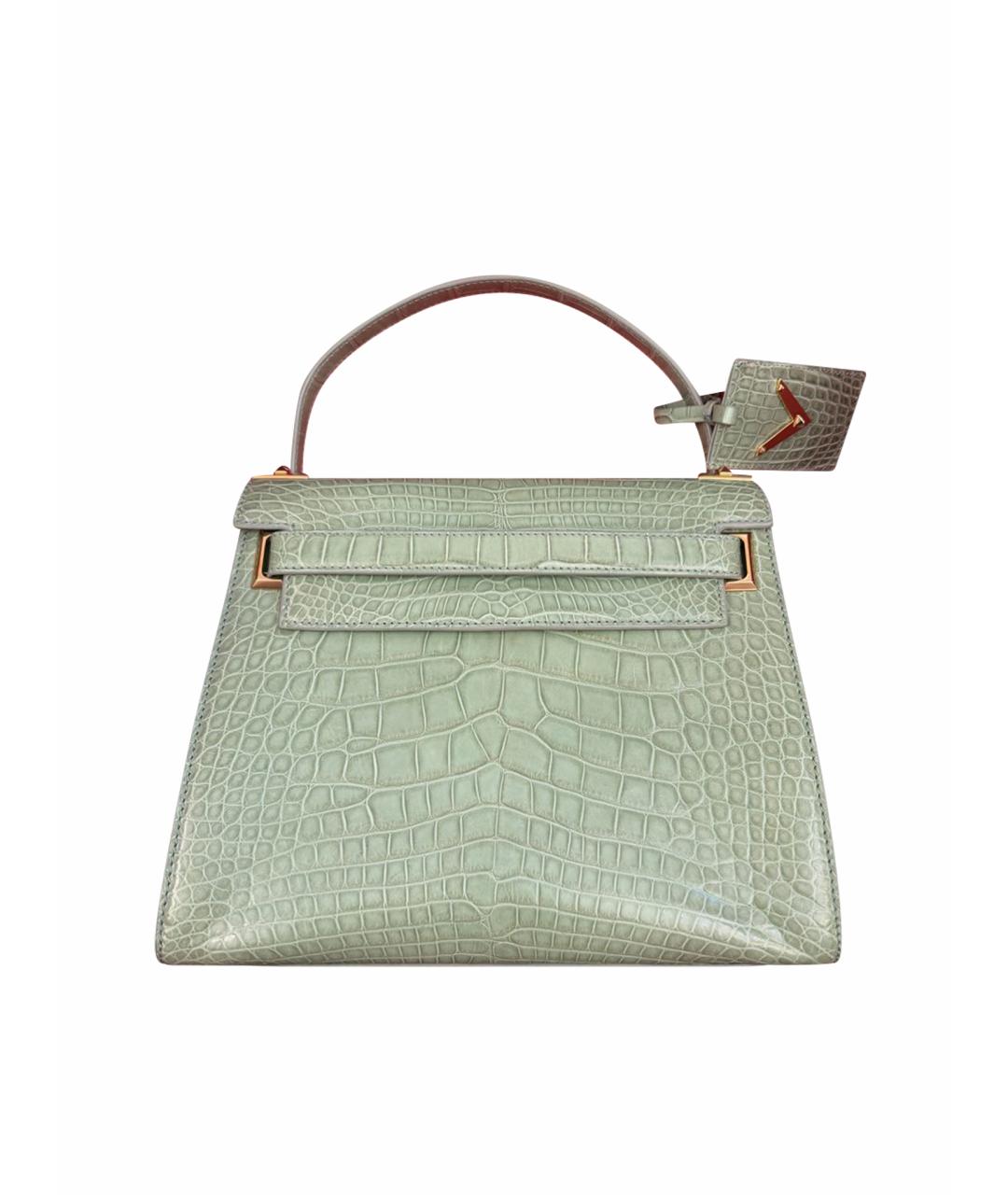 VALENTINO Салатовая сумка с короткими ручками из экзотической кожи, фото 1