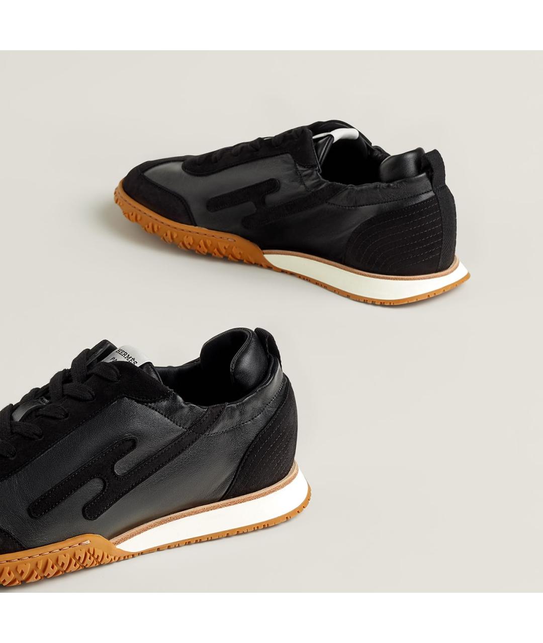 HERMES Черные кожаные низкие кроссовки / кеды, фото 5