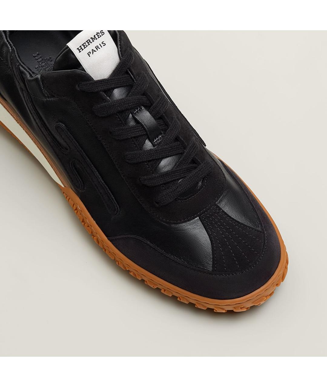 HERMES Черные кожаные низкие кроссовки / кеды, фото 6