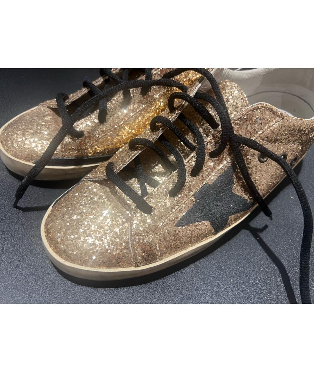 GOLDEN GOOSE DELUXE BRAND Золотые кожаные кеды, фото 6