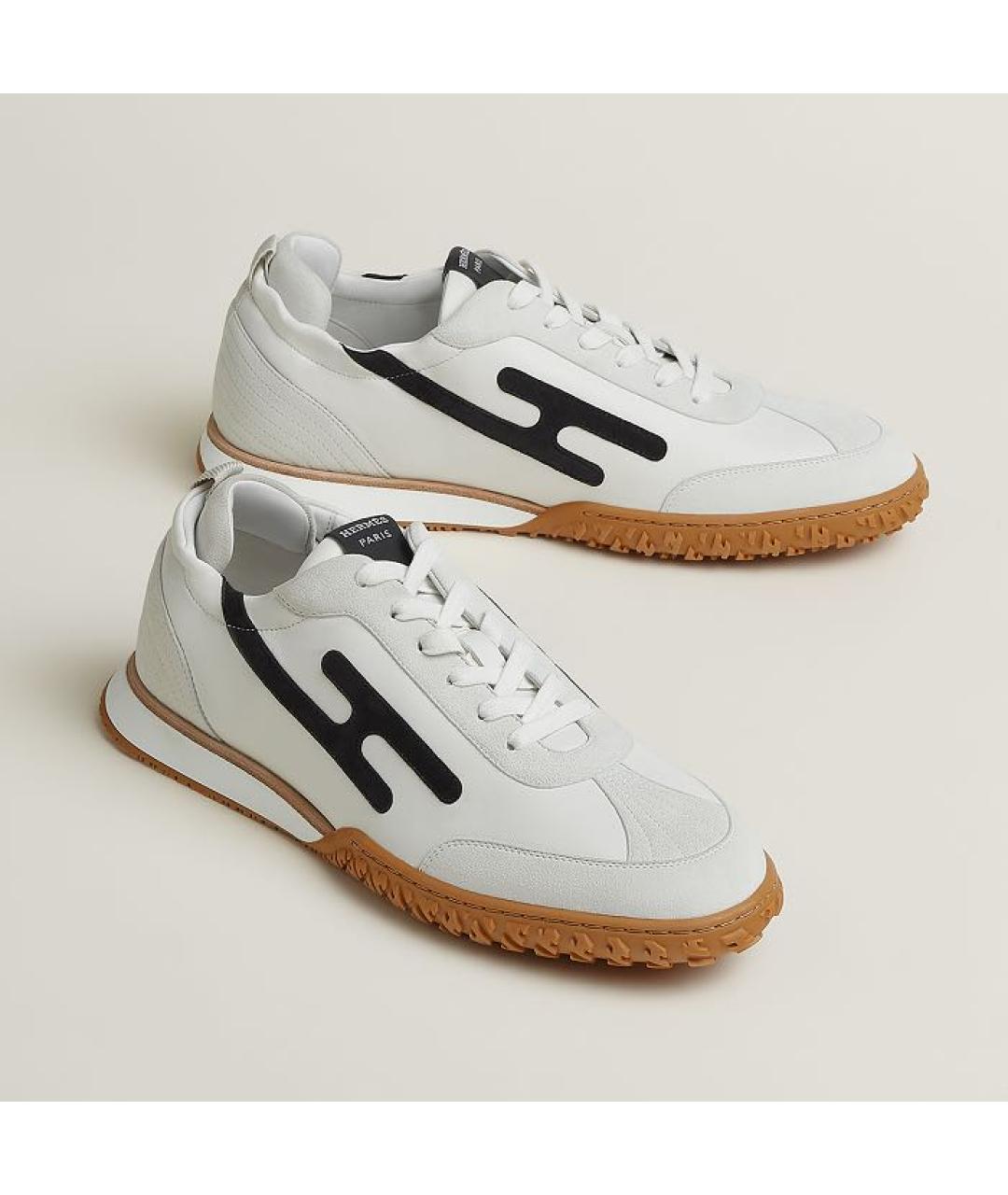 HERMES Белые кожаные низкие кроссовки / кеды, фото 2