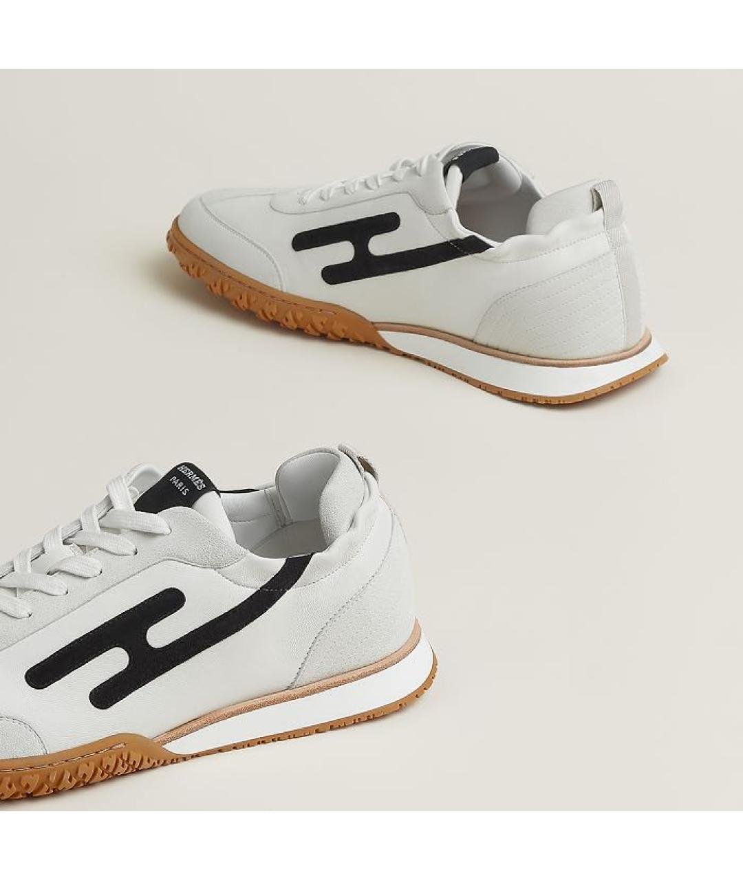 HERMES Белые кожаные низкие кроссовки / кеды, фото 5