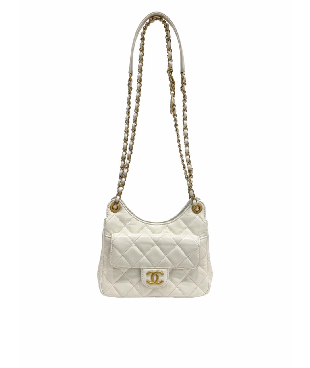 CHANEL Белая кожаная сумка через плечо, фото 1