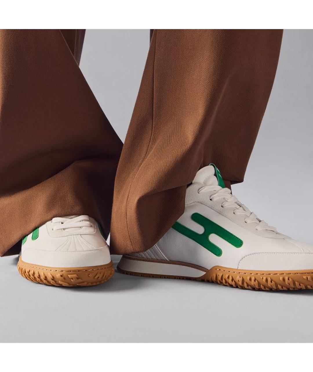 HERMES Белые кожаные низкие кроссовки / кеды, фото 3