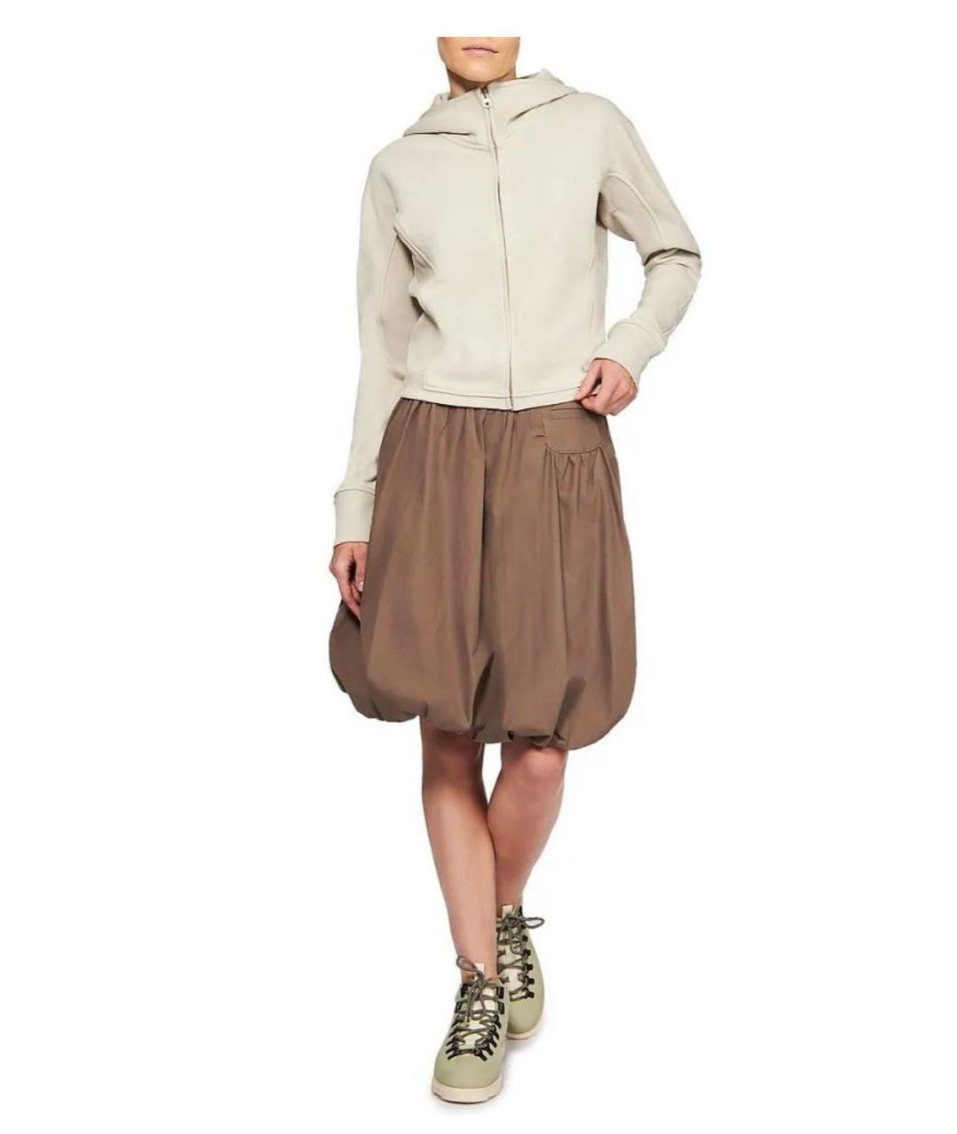 LOW CLASSIC Коричневая хлопковая юбка миди, фото 5