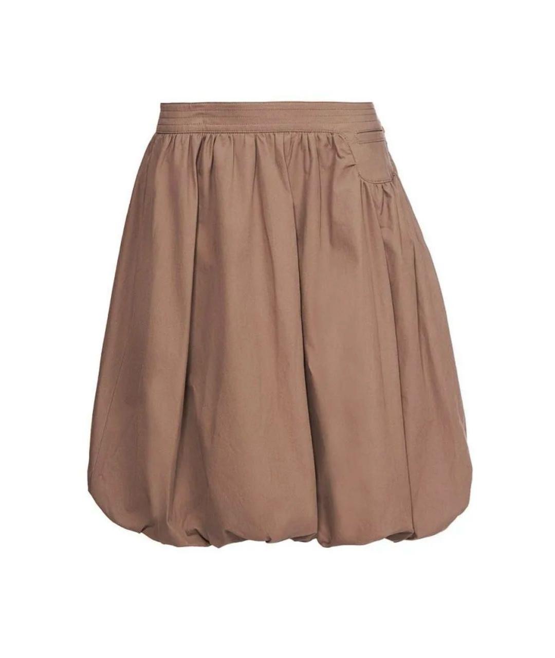 LOW CLASSIC Коричневая хлопковая юбка миди, фото 1