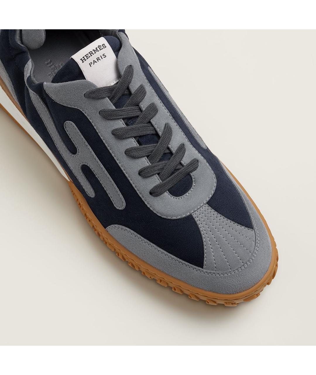 HERMES Темно-синие замшевые низкие кроссовки / кеды, фото 6
