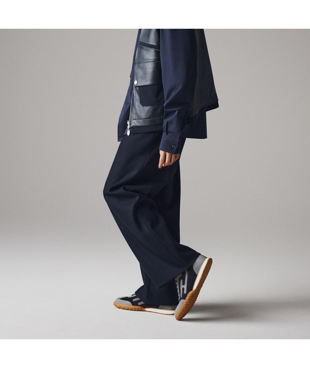 HERMES Темно-синие замшевые низкие кроссовки / кеды, фото 3