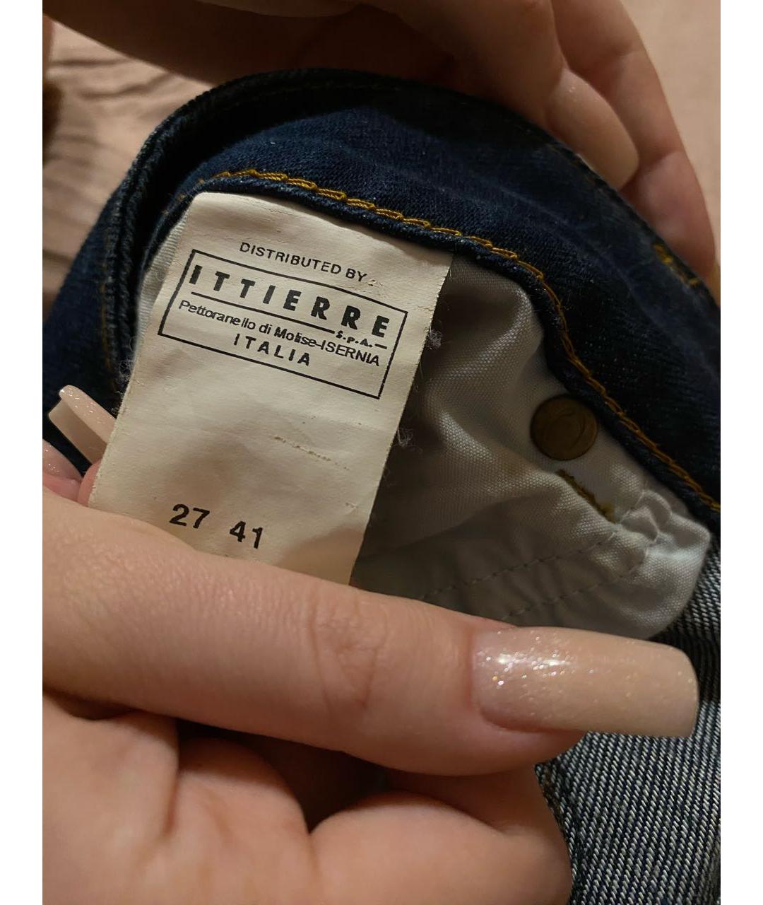 JUST CAVALLI Темно-синие хлопко-полиэстеровые прямые джинсы, фото 6