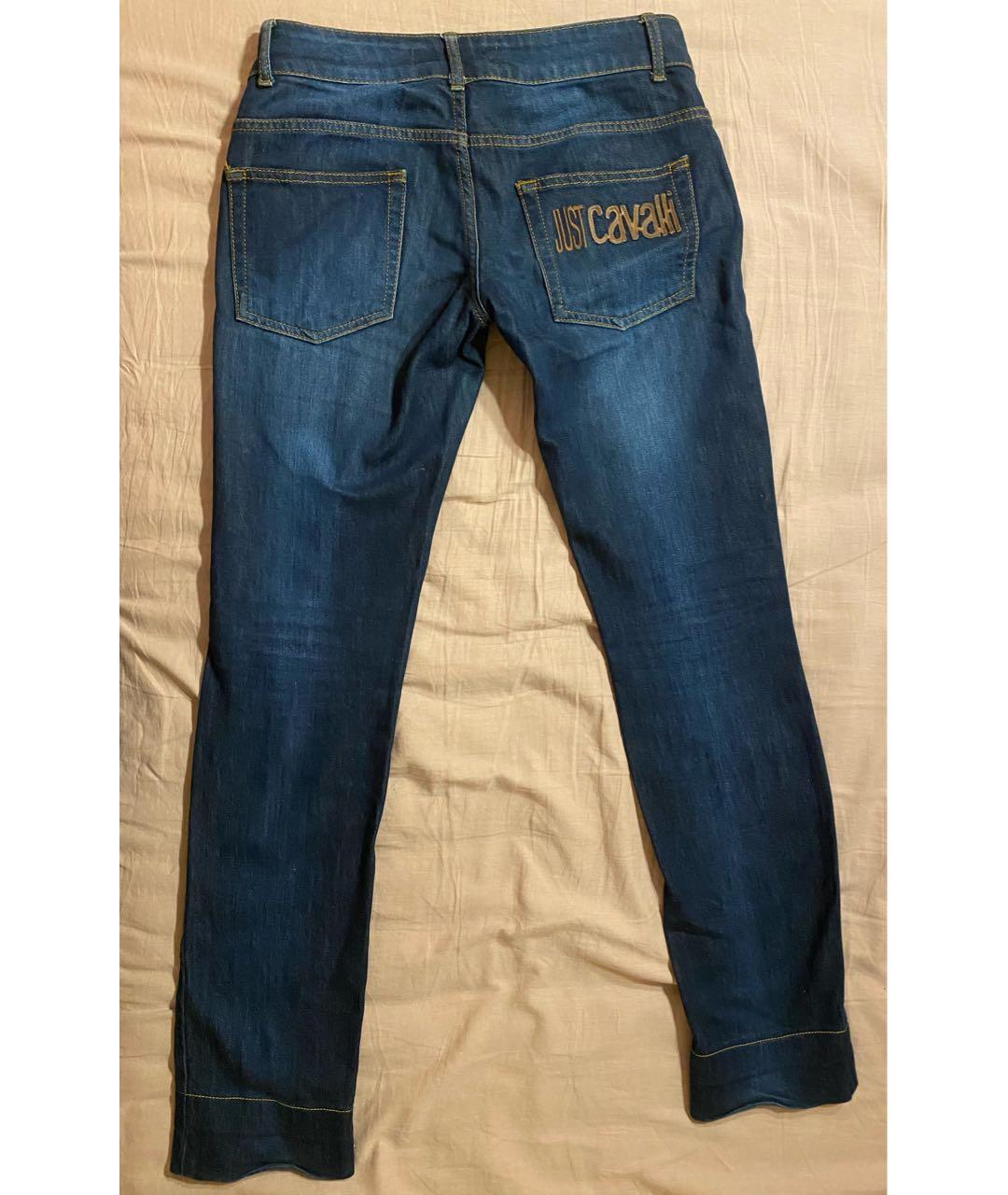 JUST CAVALLI Темно-синие хлопко-полиэстеровые прямые джинсы, фото 2