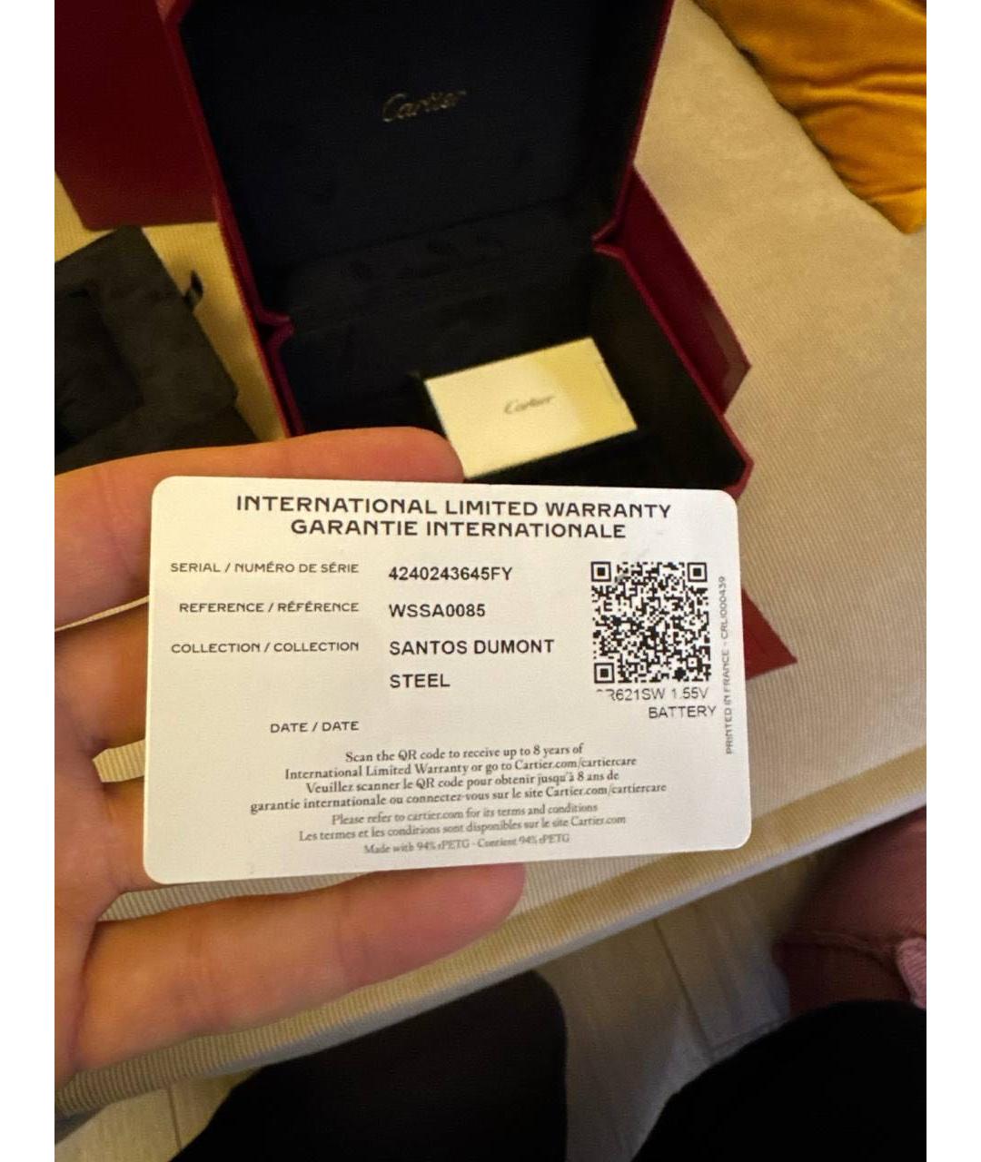 CARTIER Черные кожаные часы, фото 2