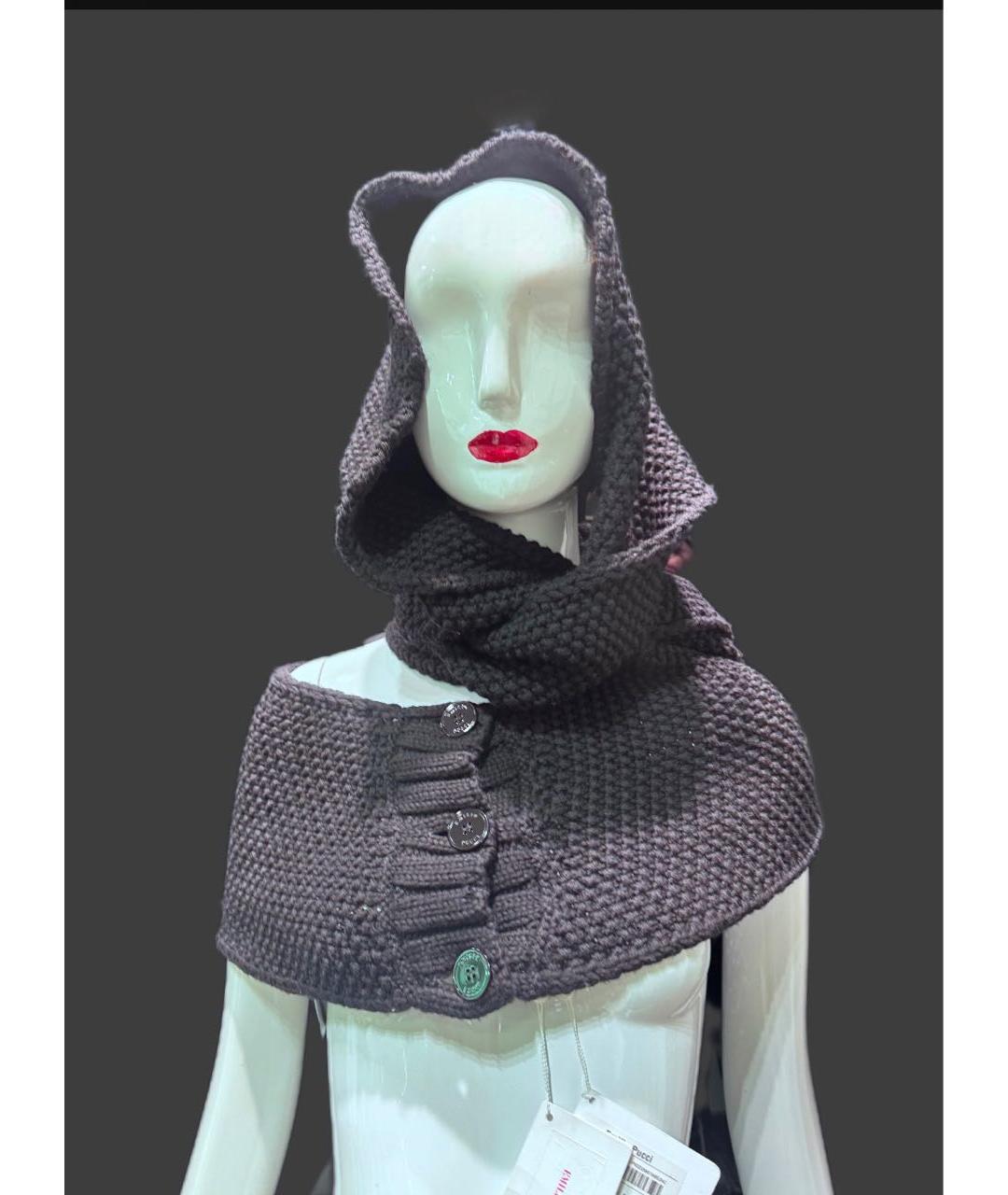 EMILIO PUCCI Черный шерстяной шарф, фото 4