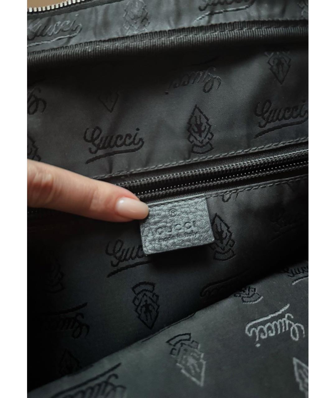 GUCCI Черный кожаный портфель, фото 5