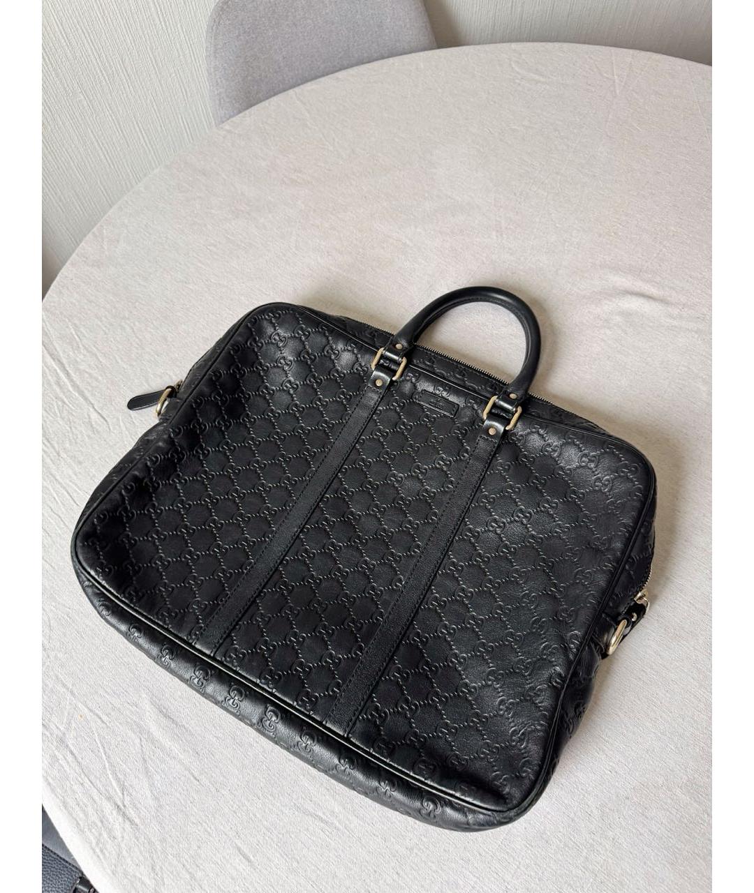 GUCCI Черный кожаный портфель, фото 6