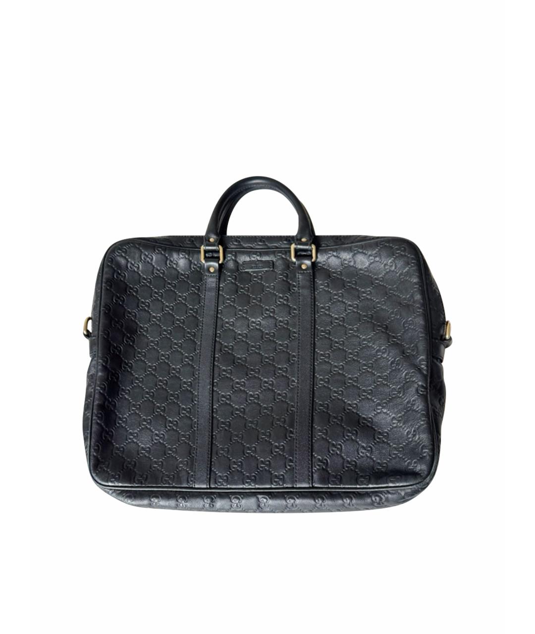 GUCCI Черный кожаный портфель, фото 1