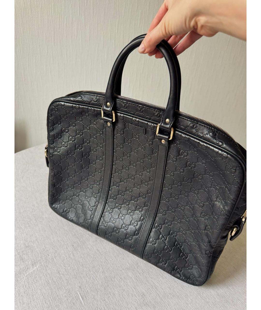 GUCCI Черный кожаный портфель, фото 2