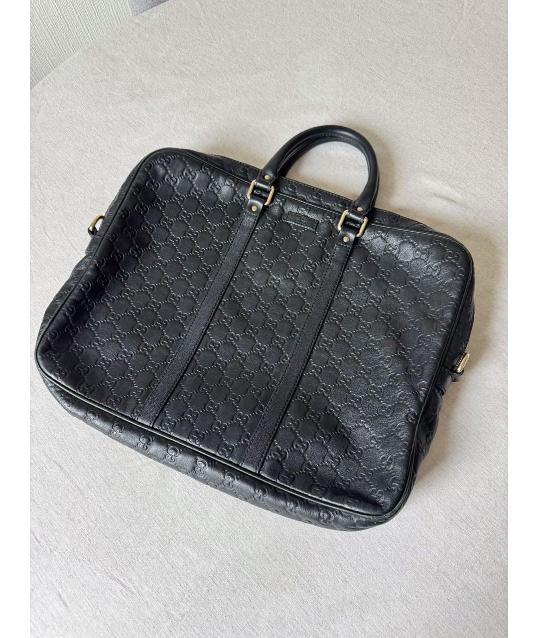 GUCCI Черный кожаный портфель, фото 8