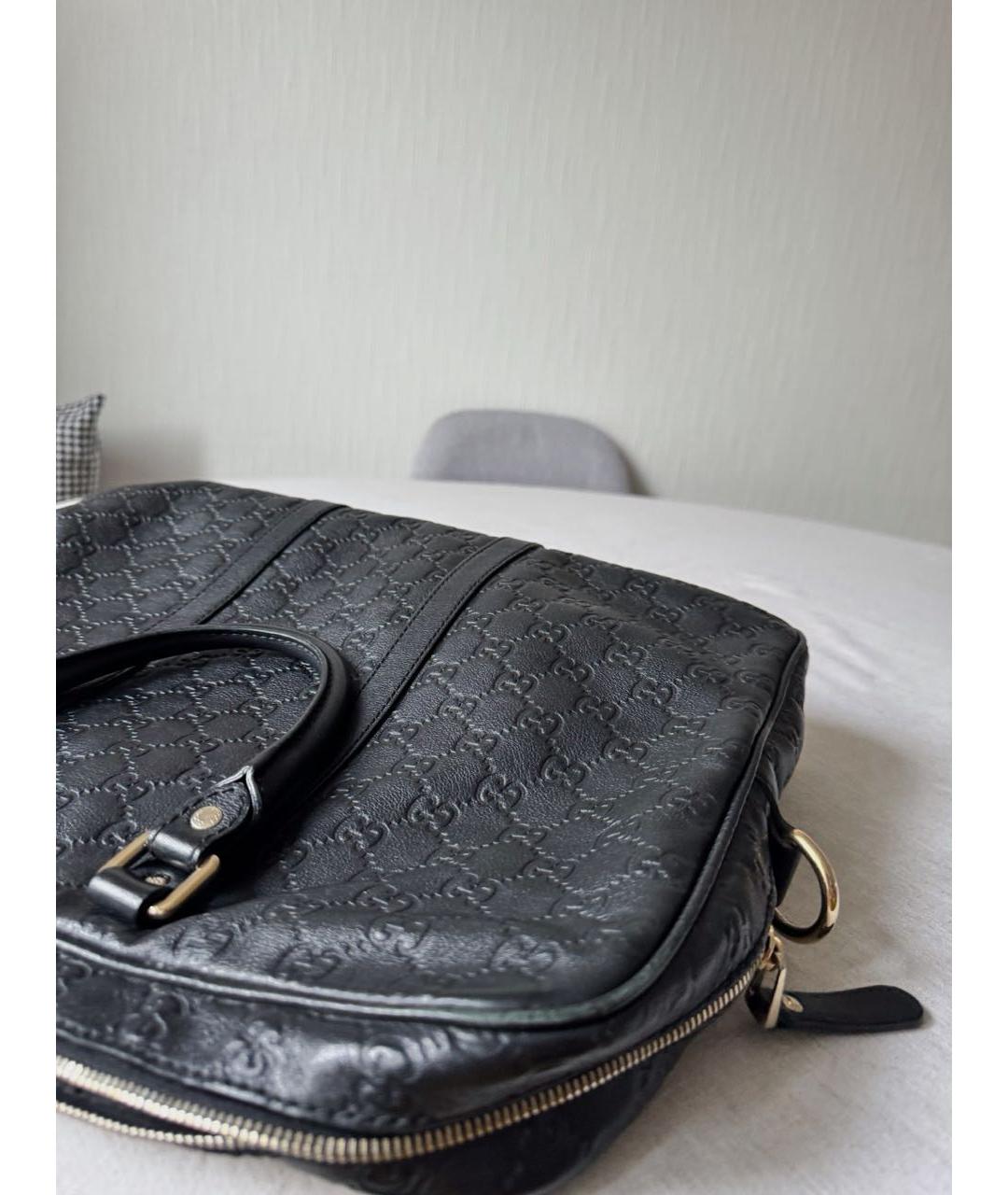 GUCCI Черный кожаный портфель, фото 3