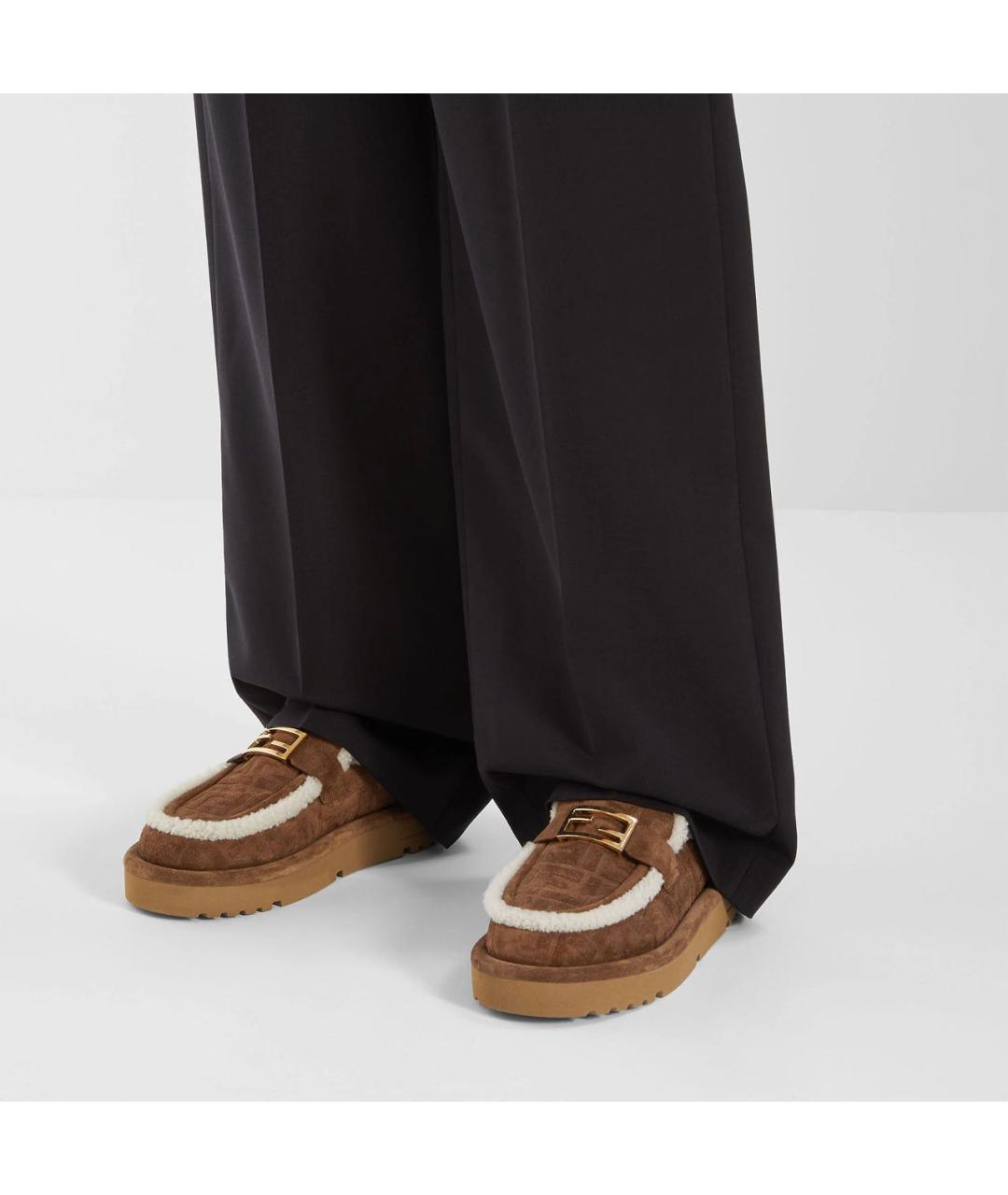 FENDI Коричневые замшевые сабо, фото 2