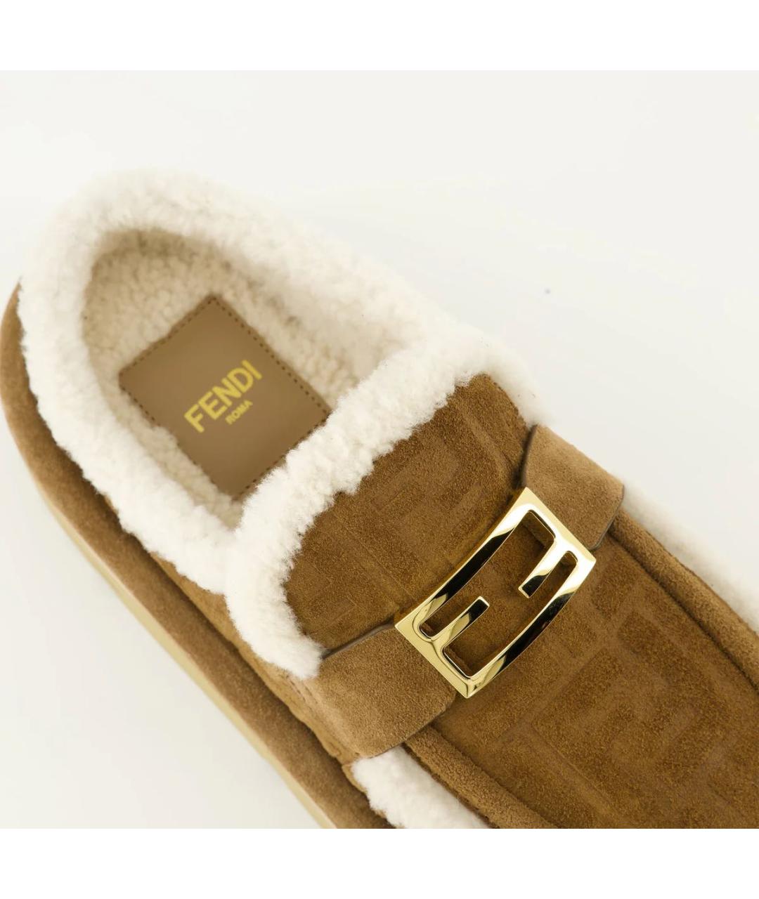 FENDI Коричневые замшевые сабо, фото 5