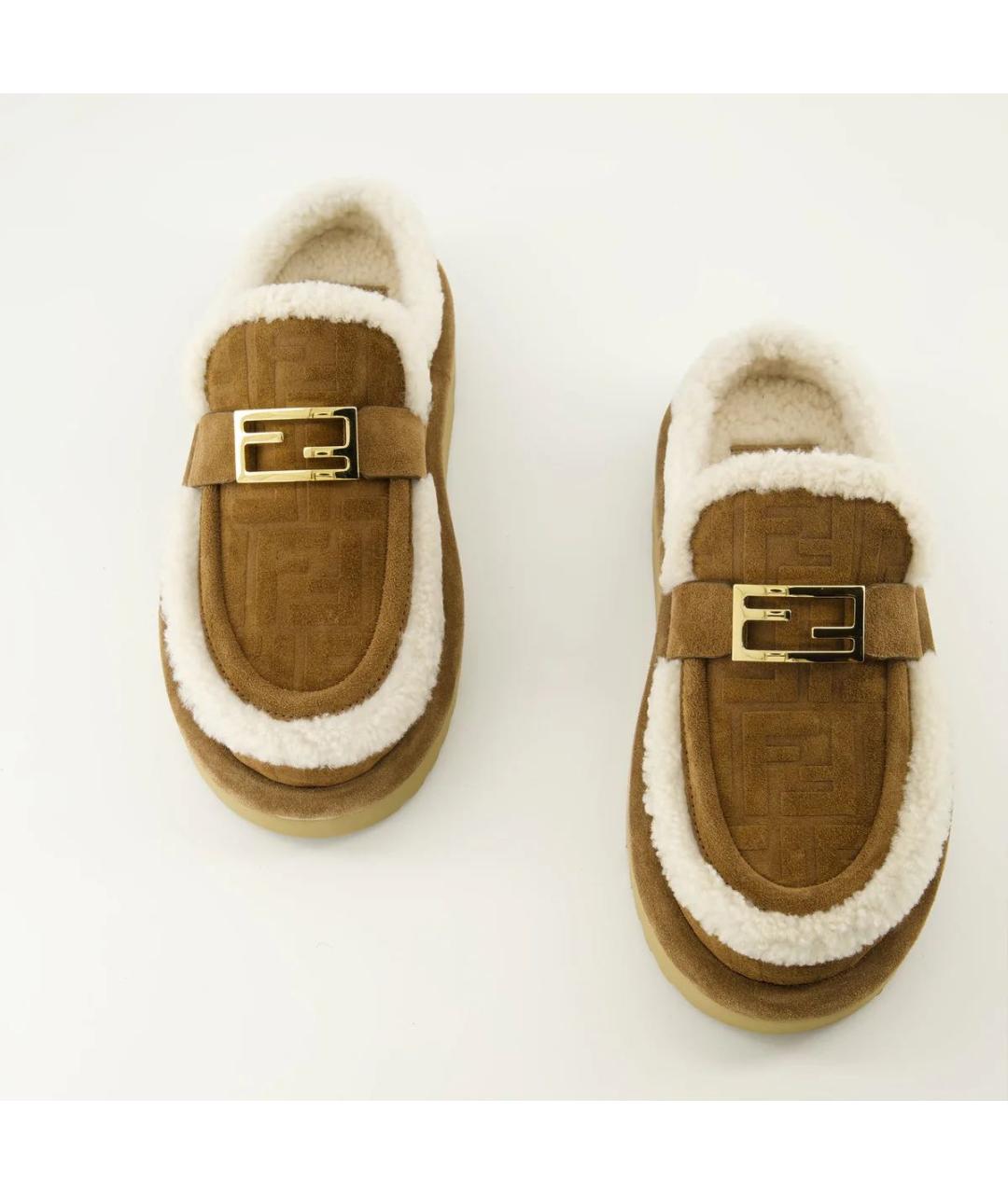 FENDI Коричневые замшевые сабо, фото 3