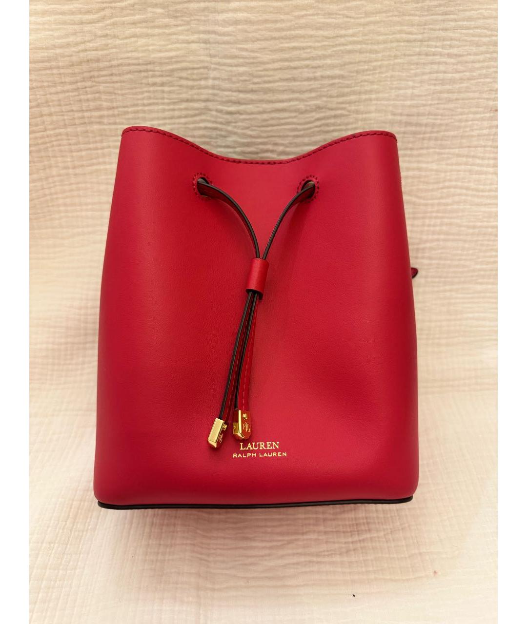 RALPH LAUREN Красная кожаная сумка тоут, фото 9