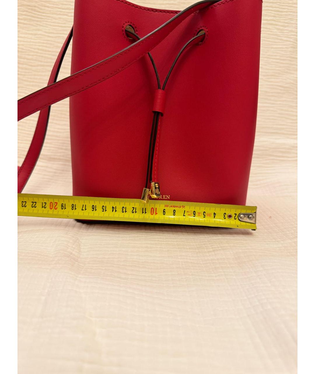 RALPH LAUREN Красная кожаная сумка тоут, фото 6