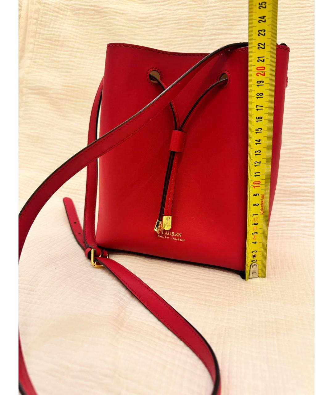 RALPH LAUREN Красная кожаная сумка тоут, фото 8