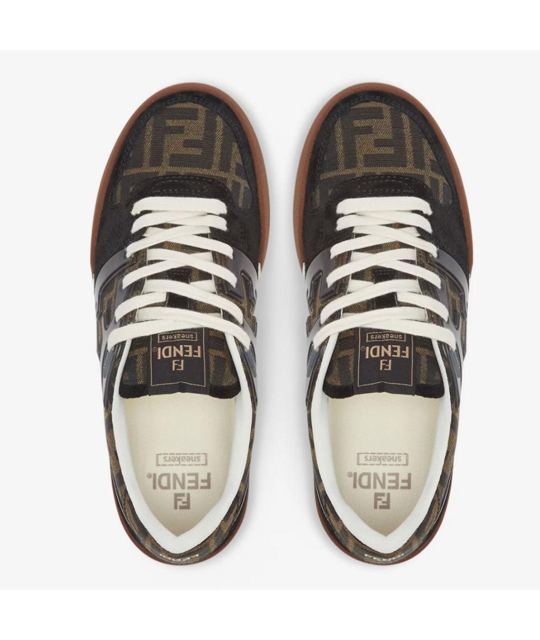 FENDI Коричневые замшевые кеды, фото 4