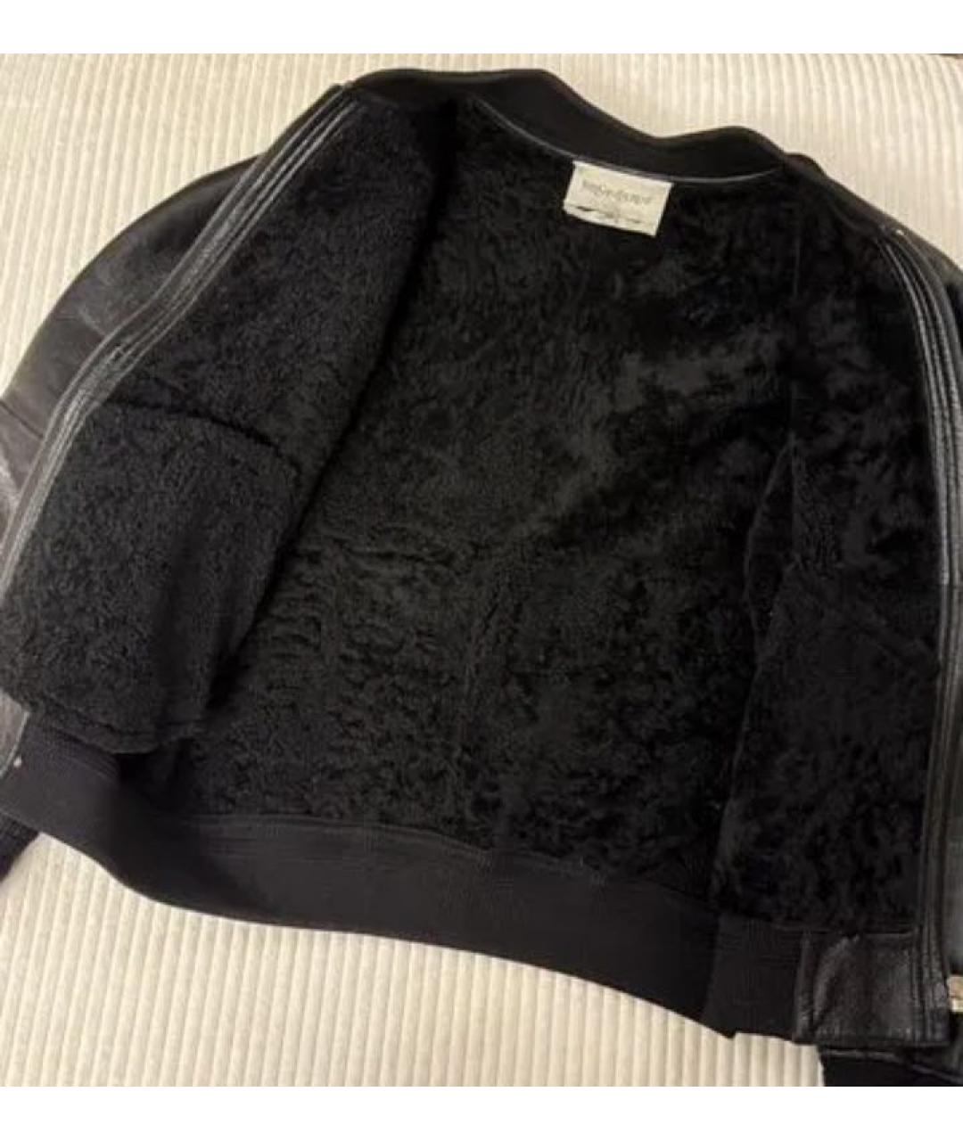 YVES SAINT LAURENT VINTAGE Черная кожаная дубленка, фото 3