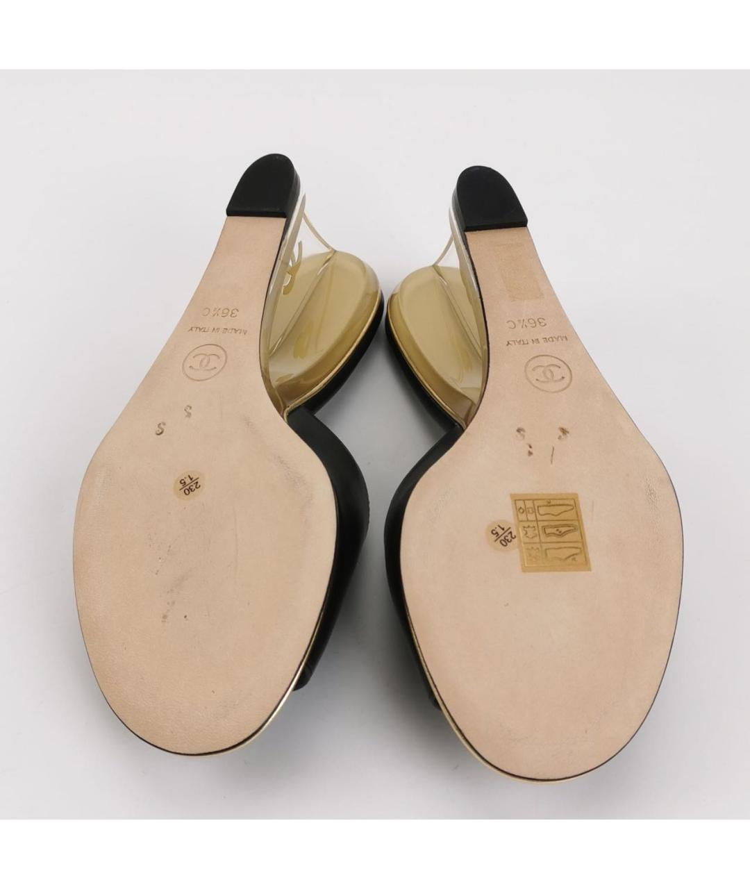 CHANEL Черные кожаные мюли, фото 5