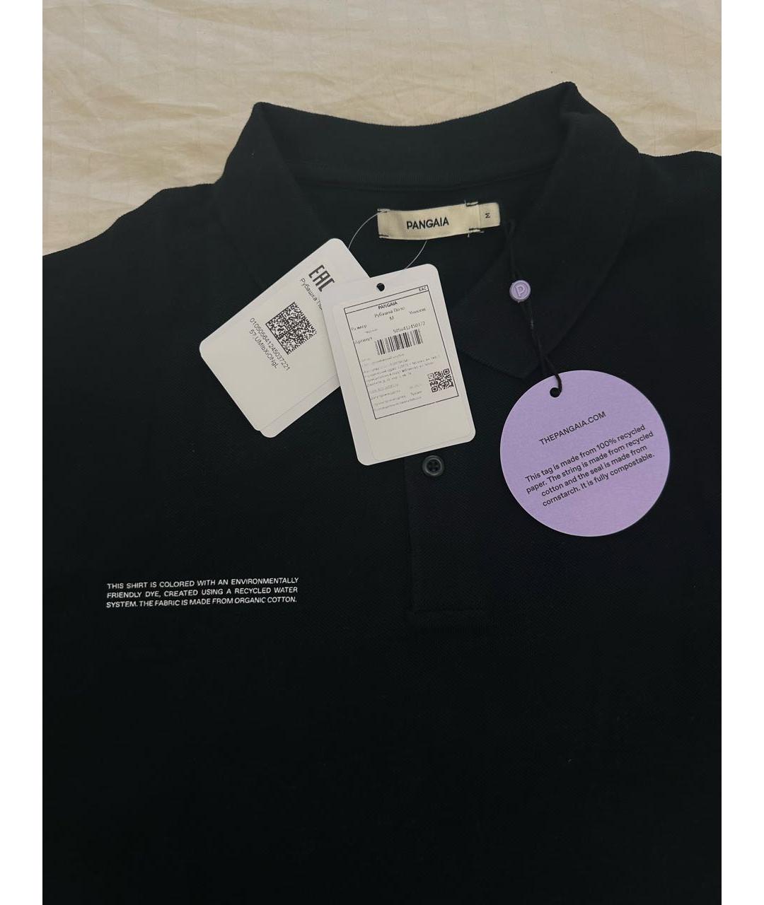 THE PANGAIA Черное хлопковое поло с коротким рукавом, фото 3