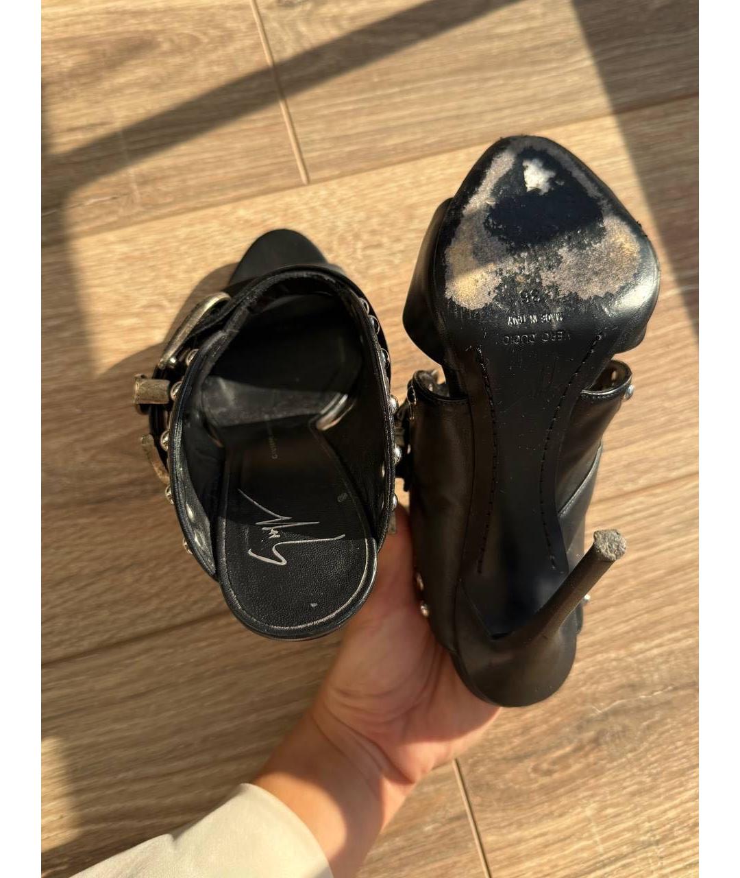 GIUSEPPE ZANOTTI DESIGN Черные кожаные мюли, фото 5