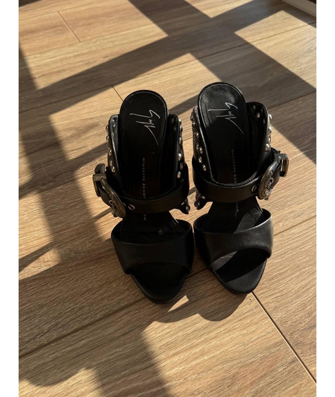 GIUSEPPE ZANOTTI DESIGN Черные кожаные мюли, фото 2