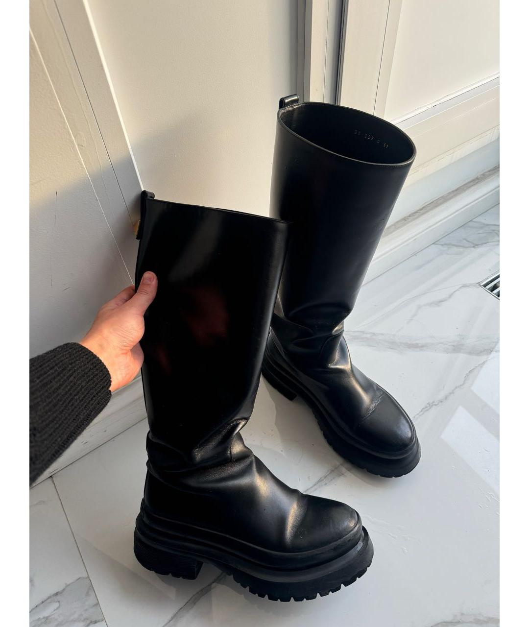 VALENTINO Черные кожаные сапоги, фото 6