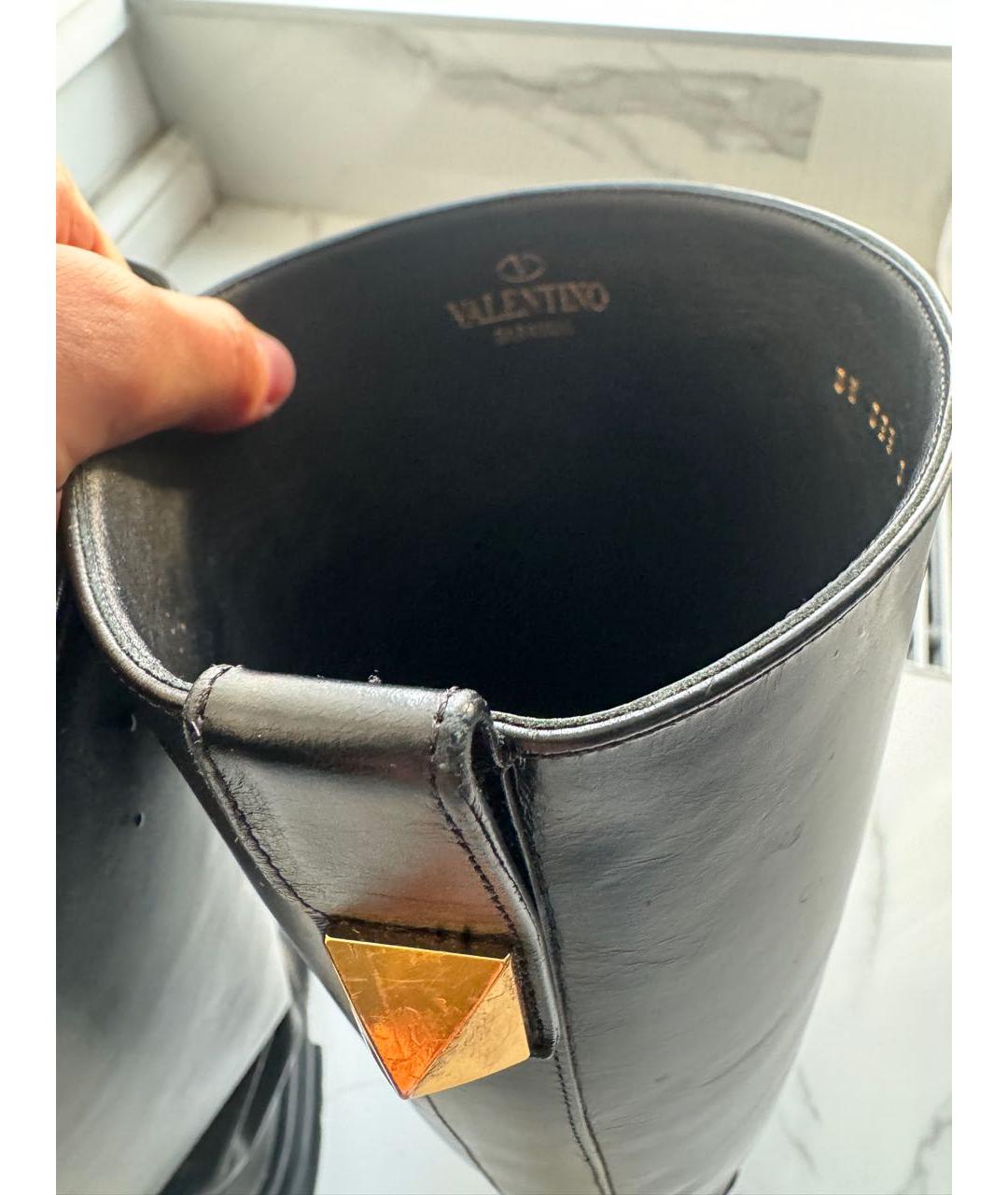 VALENTINO Черные кожаные сапоги, фото 3