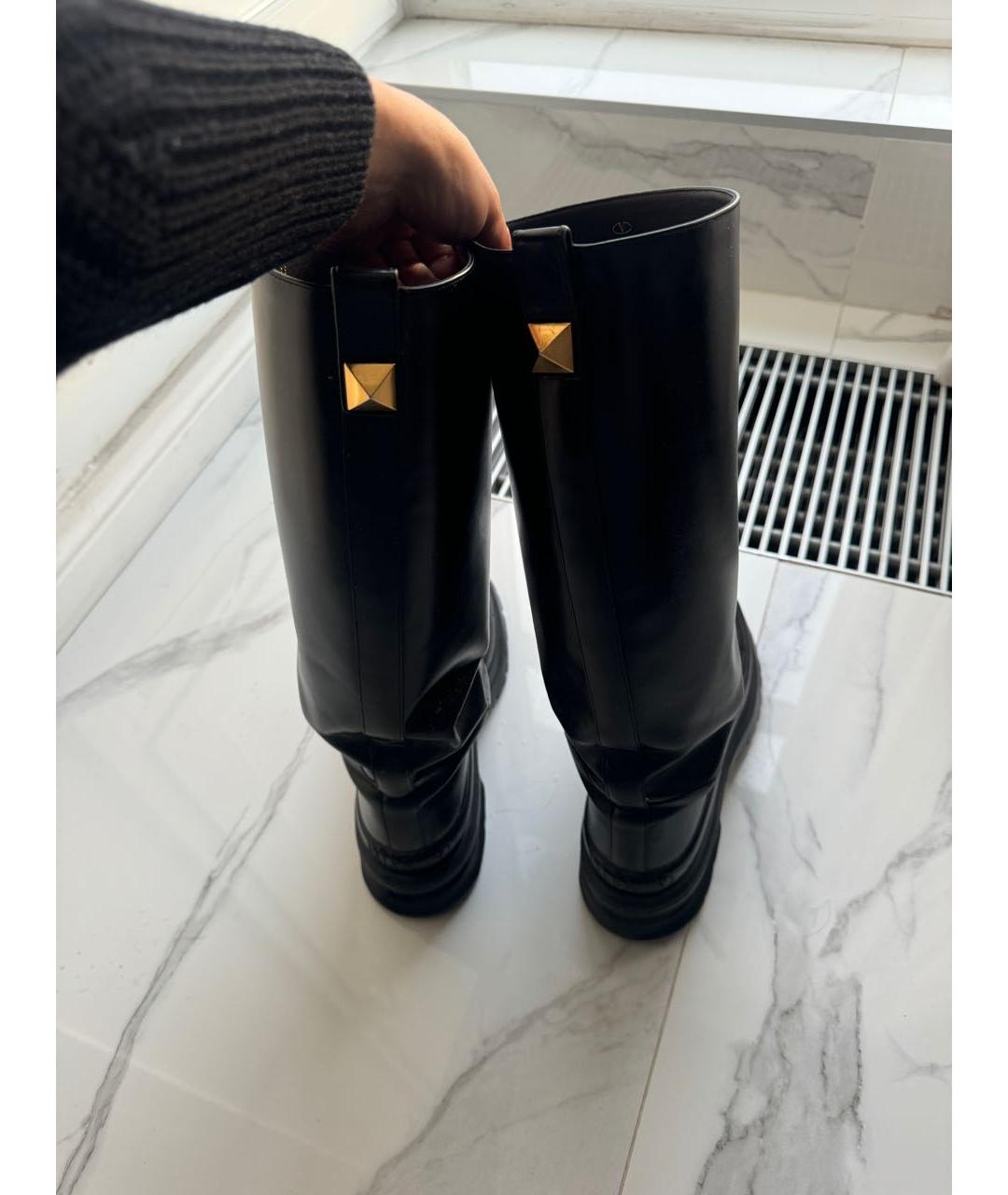 VALENTINO Черные кожаные сапоги, фото 2
