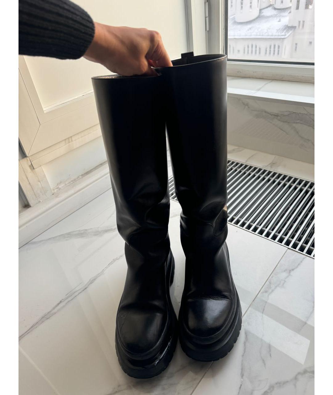 VALENTINO Черные кожаные сапоги, фото 4